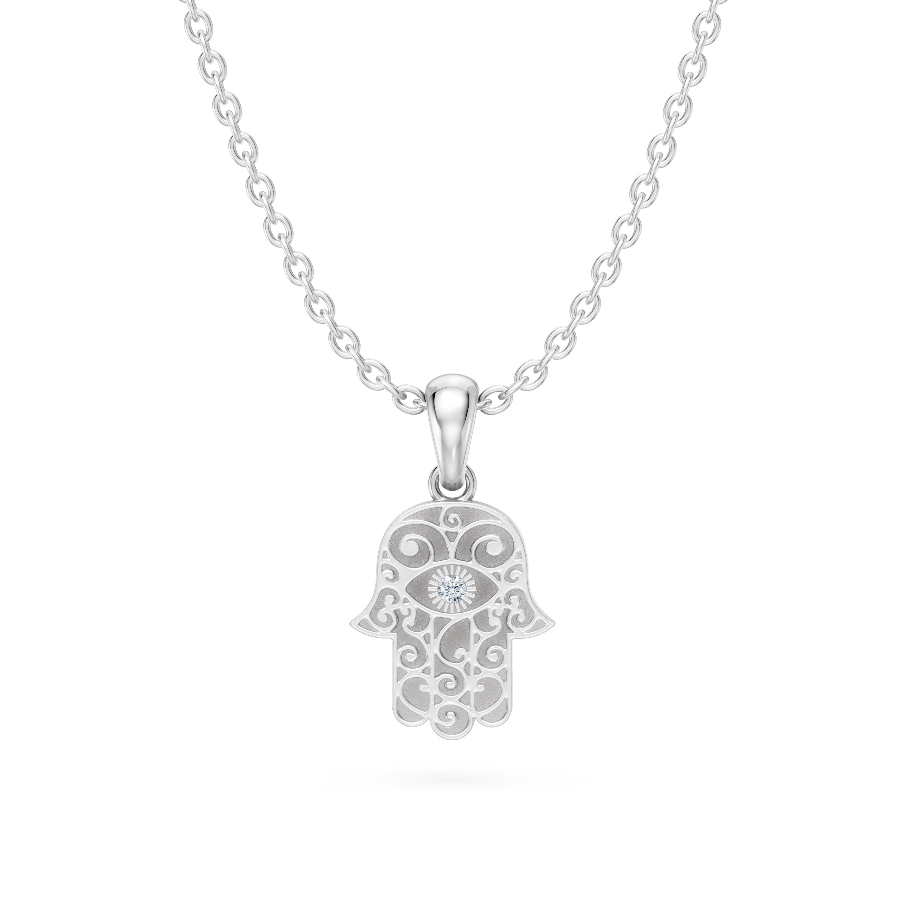 Hamsa Hand Lab Diamond Pendant