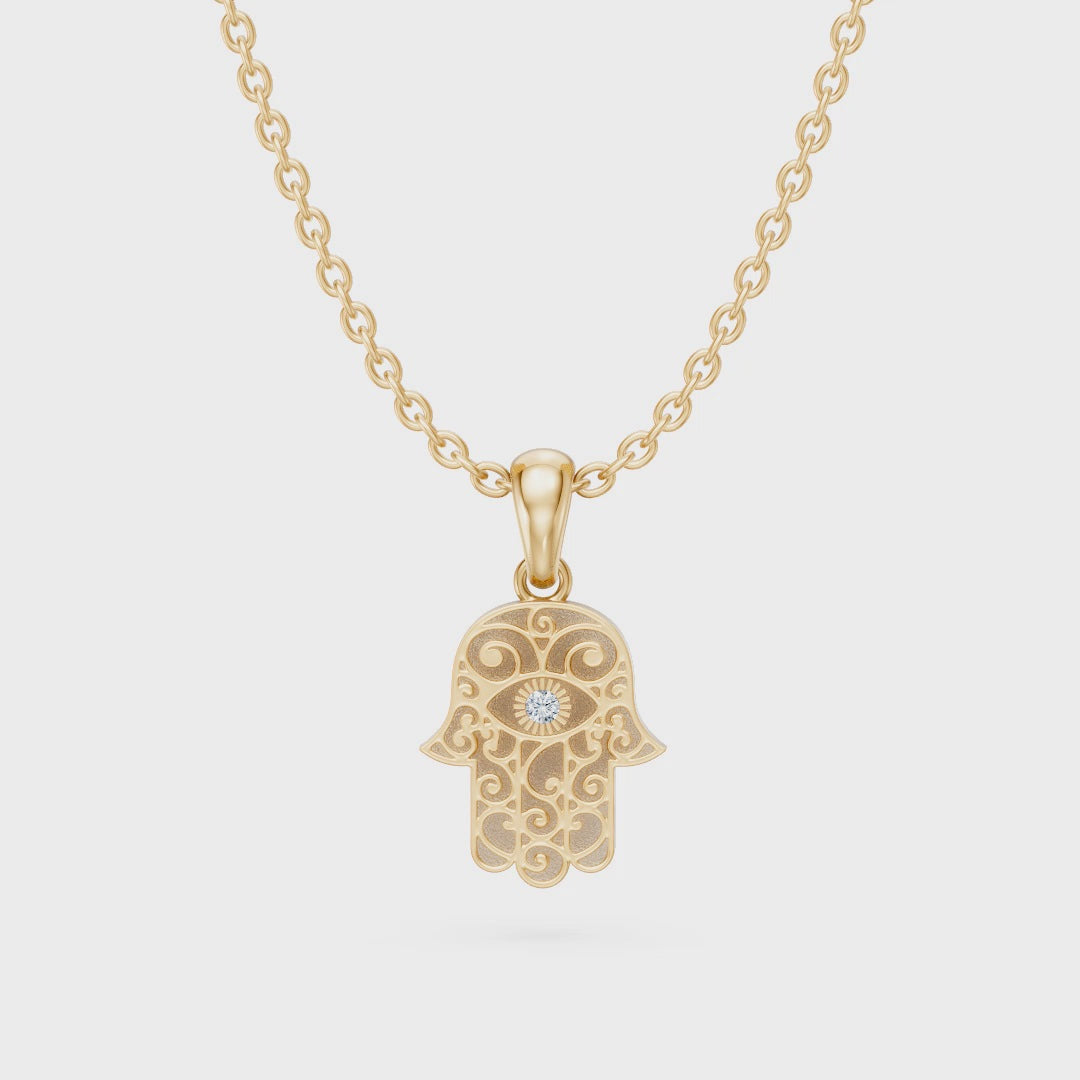 Hamsa Hand Lab Diamond Pendant